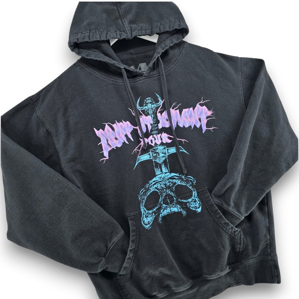 Trippie Redd 1400 Tripp At Knight Tour Hoodie Mens L Black Cotton Graphic Skull